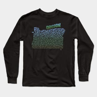 Oregon State Outline Maze & Labyrinth Long Sleeve T-Shirt